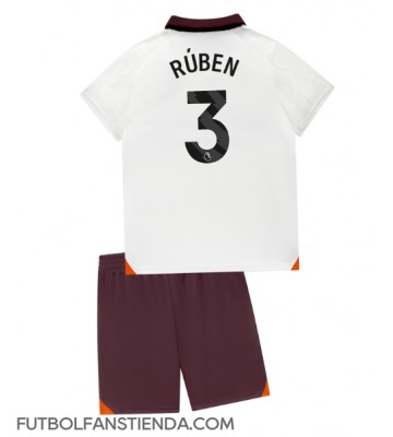 Manchester City Ruben Dias #3 Segunda Equipación Niños 2023-24 Manga Corta (+ Pantalones cortos)